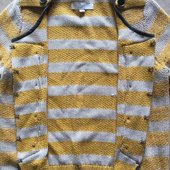 Cropped Sleeve Striped Cotton Sweater - Picture 4 of 5